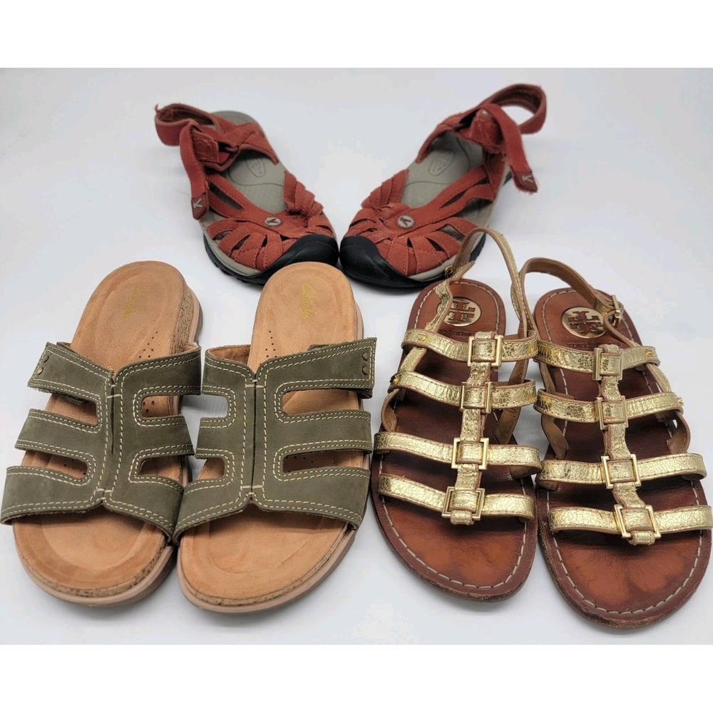 Tory Burch Reggie Sandals Size 6.5 Gladiator Strappy & Clarks Sandals & 1 more!